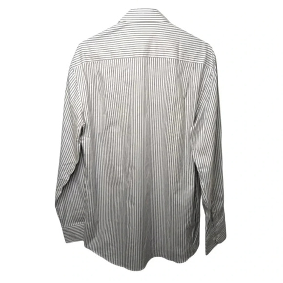 Hörst Mens Button Up White Grey Striped European Fabric Dress Shirt Size 15.5 - Picture 7 of 12
